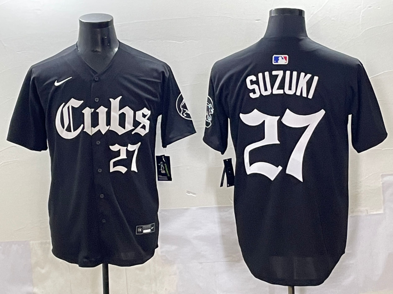 Men's Chicago Cubs Seiya Suzuki #27 Black Replica Player Jersey