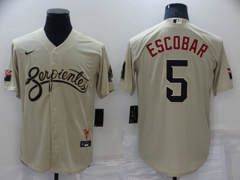 Men's Arizona Diamondbacks Eduardo Escobar Beige Replica Baseball Jersey