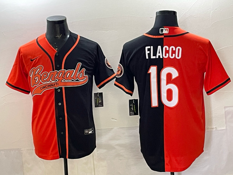 Men's Cincinnati Bengals Joe Flacco Orange/Black Team Game Jersey