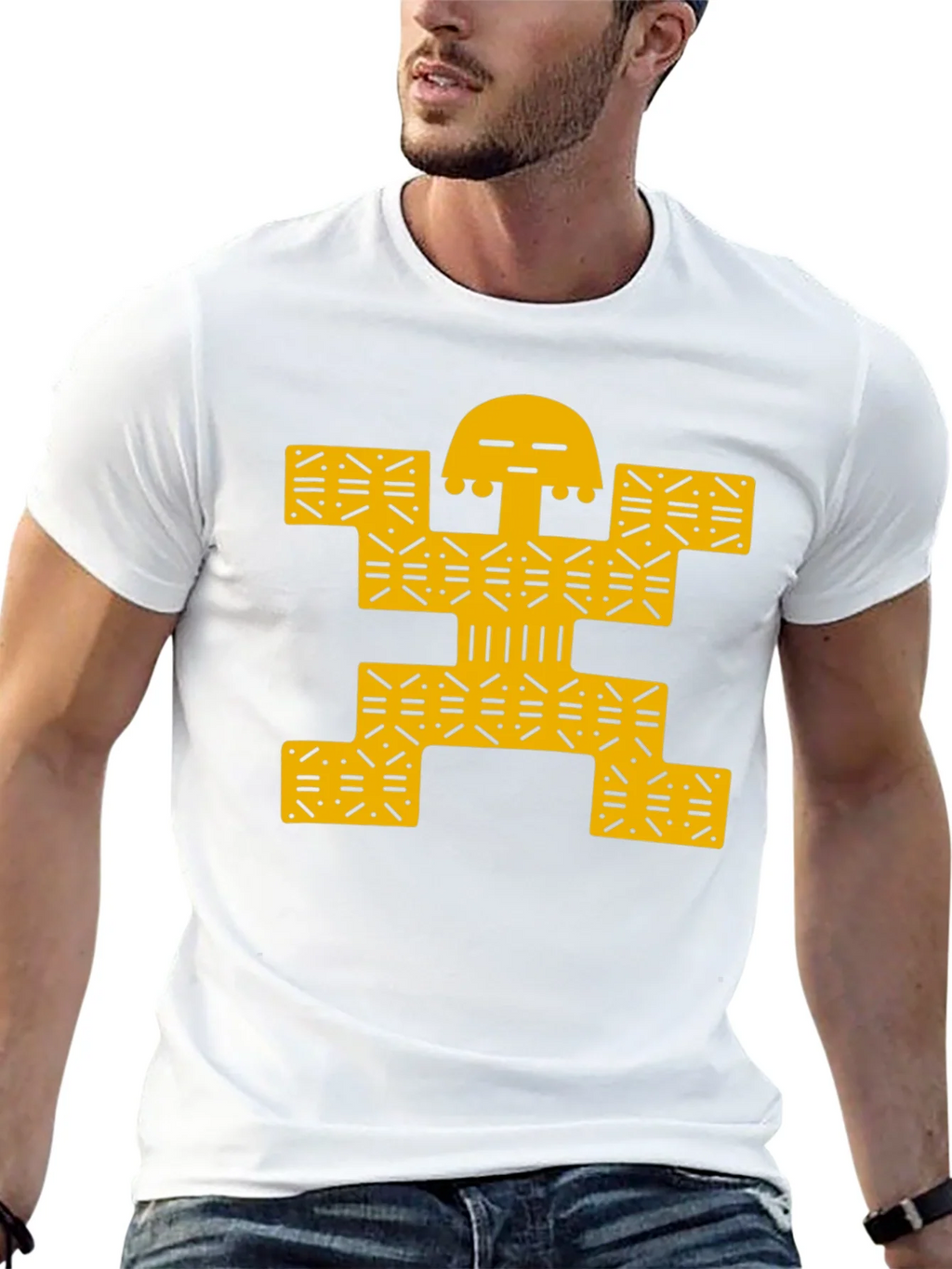 Modern Graphic Tee - Black with Gold Design