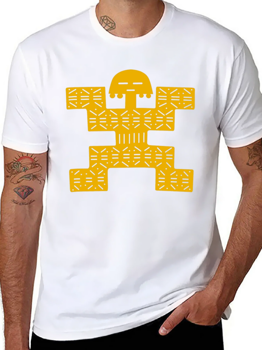 Modern Graphic Tee - Black with Gold Design