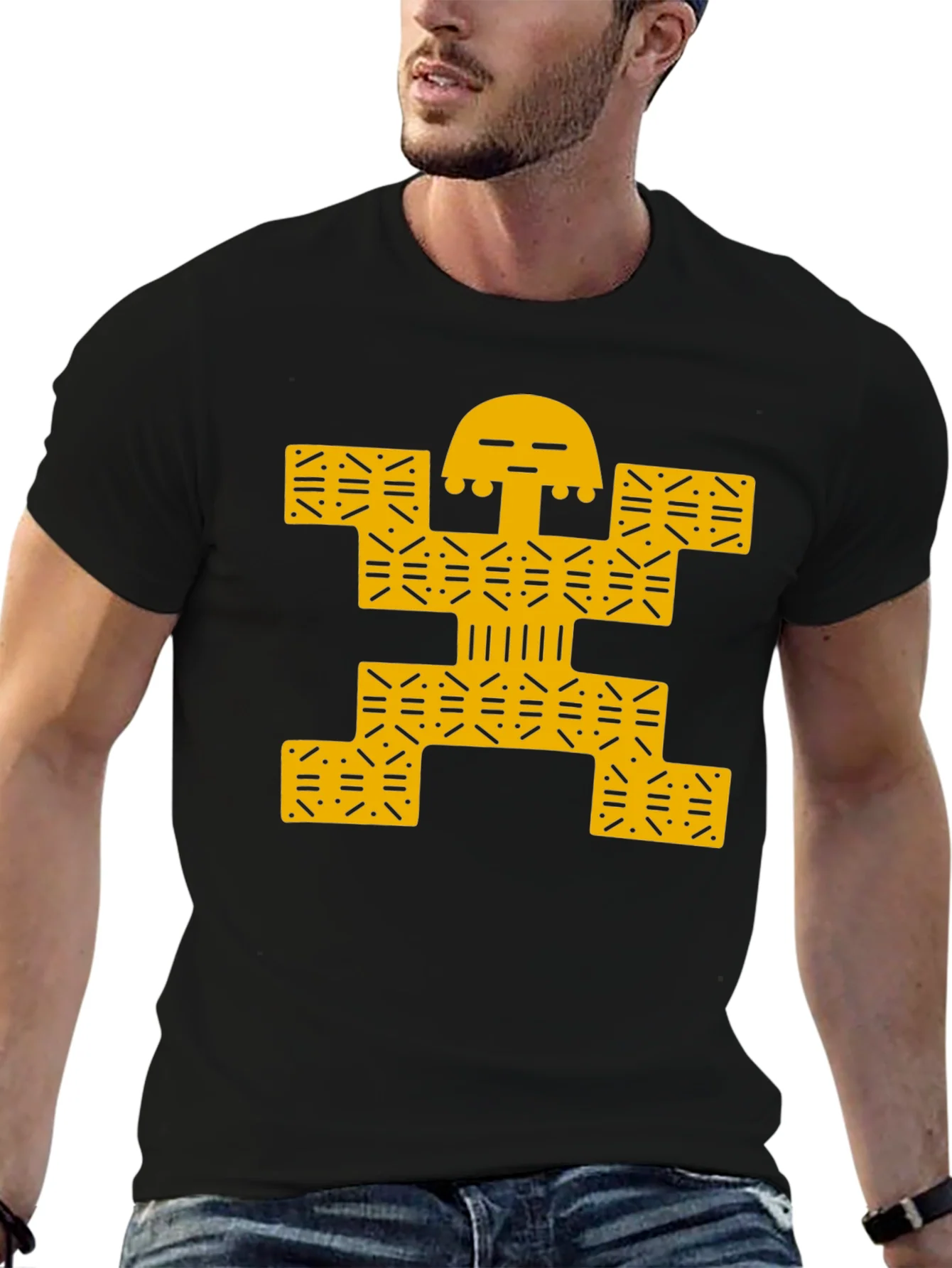 Modern Graphic Tee - Black with Gold Design