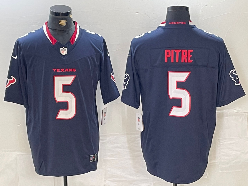 Men's Houston Texans Jalen Pitre #5 Navy Game Jersey