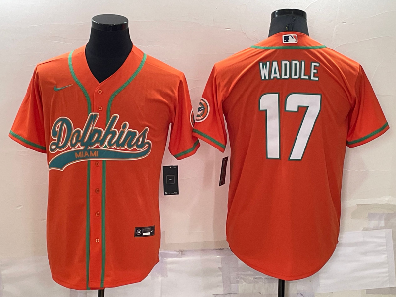 Men's Miami Dolphins Jaylen Waddle Orange Game Jersey Joint Edition