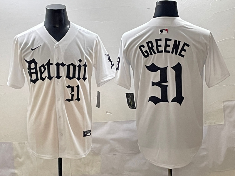 Men's Detroit Tigers Riley Greene #31 White Player Game Jersey
