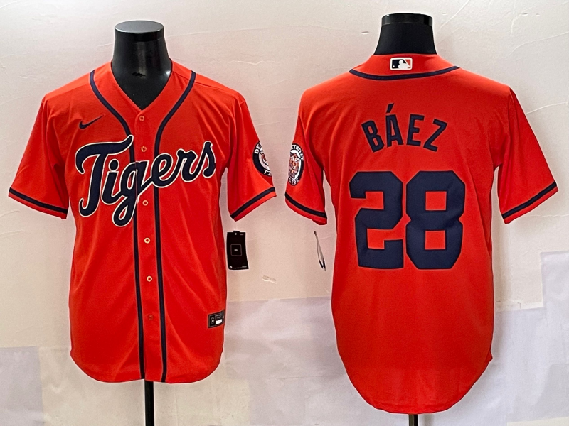Men's Detroit Tigers Javier Baez Orange Replica Player Jersey
