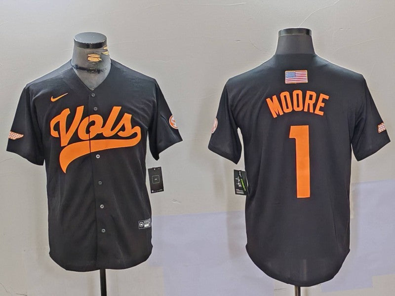 Men's Tennessee Volunteers Christian Moore #1 Gray Game Jersey