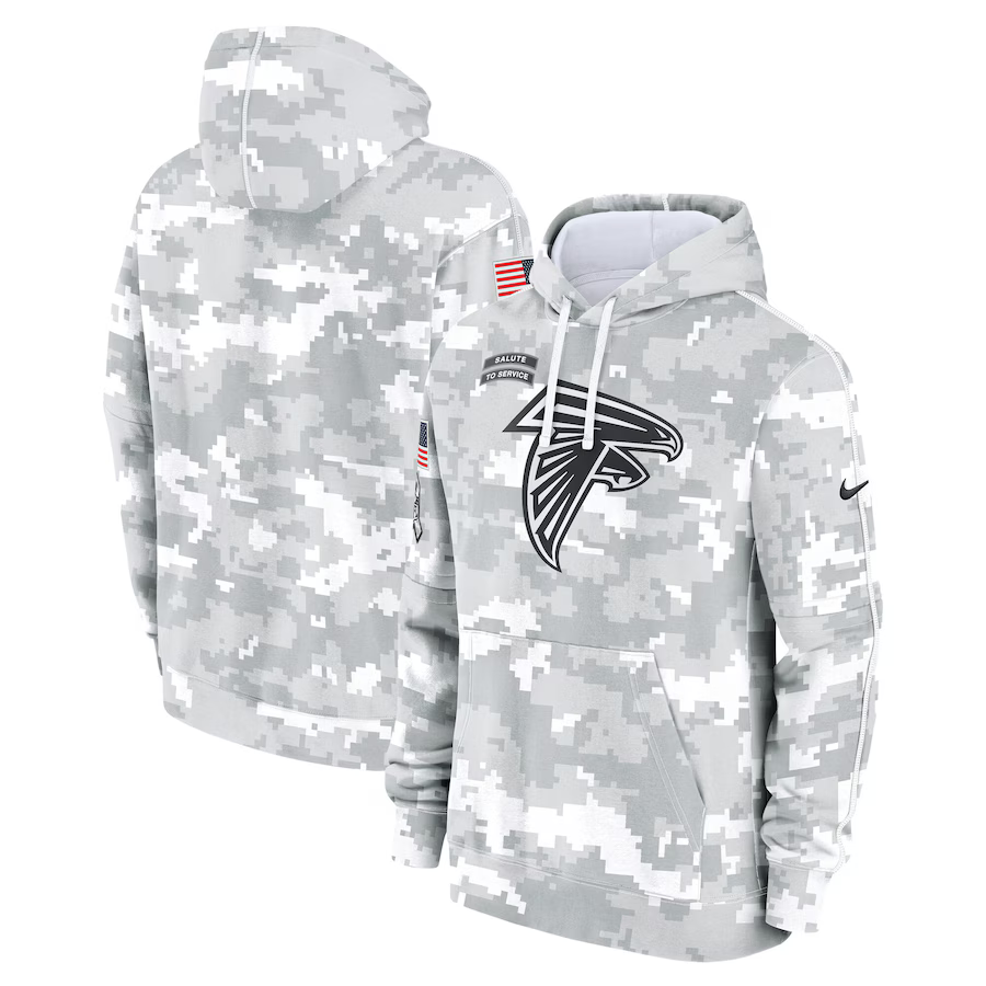 Men's Atlanta Falcons Arctic Camo 2024 Salute to Service Club Fleece Pullover Hoodie1
