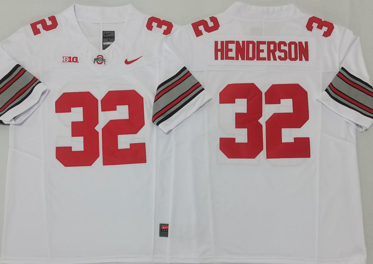 Men's Ohio State Buckeyes Treveyon Henderson White Player Jersey