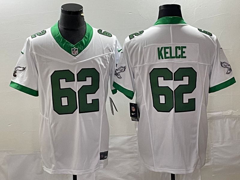 Men's Philadelphia Eagles Jason Kelce #62 White Game Jersey1