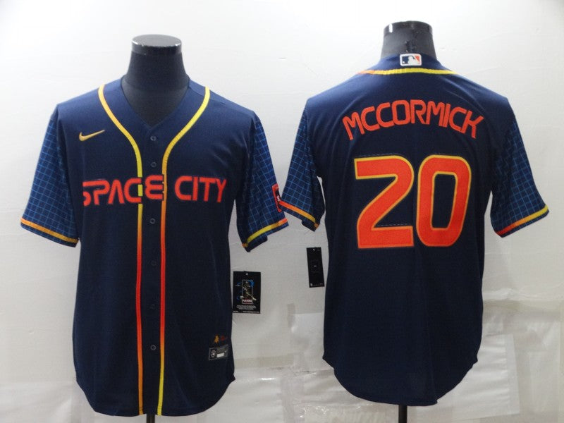Men's Houston Astros Chas McCormick #20 Navy Space City Jersey1