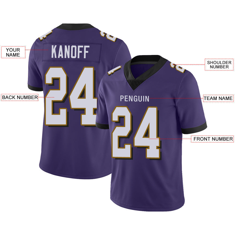 Custom B.Raven Men's American Purple Vapor Limited Stitched Football Jersey