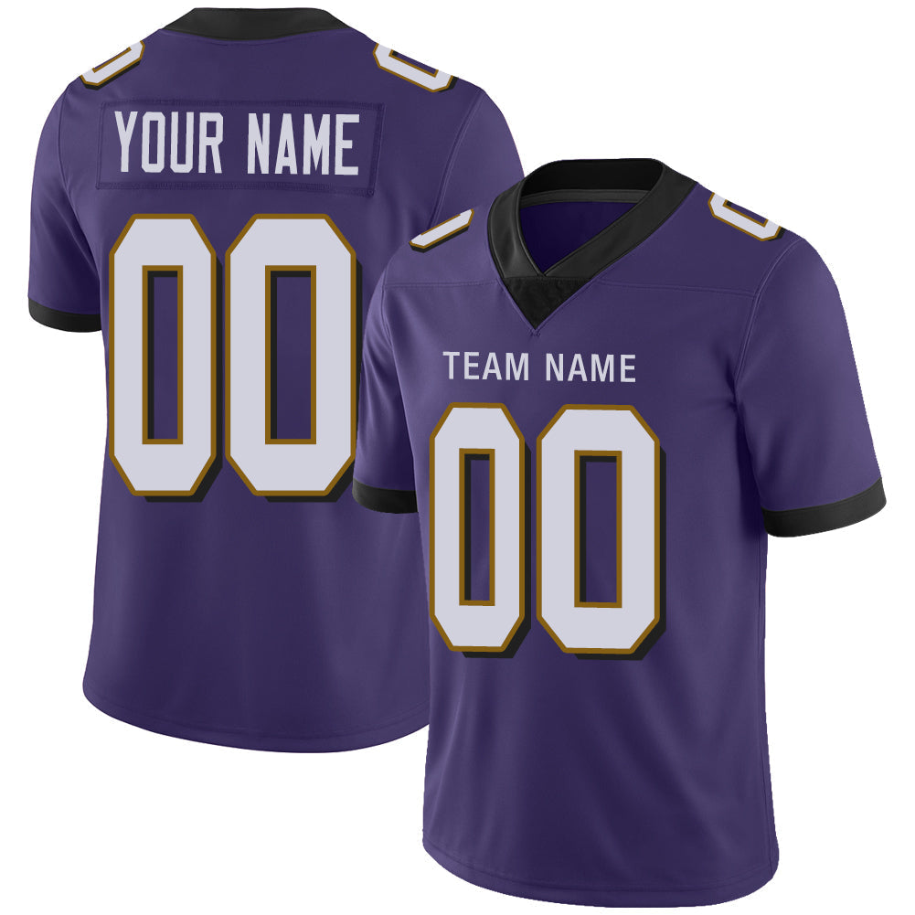 Custom B.Raven Men's American Purple Vapor Limited Stitched Football Jersey