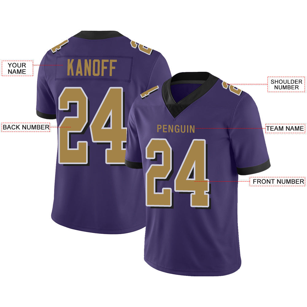 Custom B.Raven Men's American Purple Color Rush Vapor Limited Stitched Football Jersey