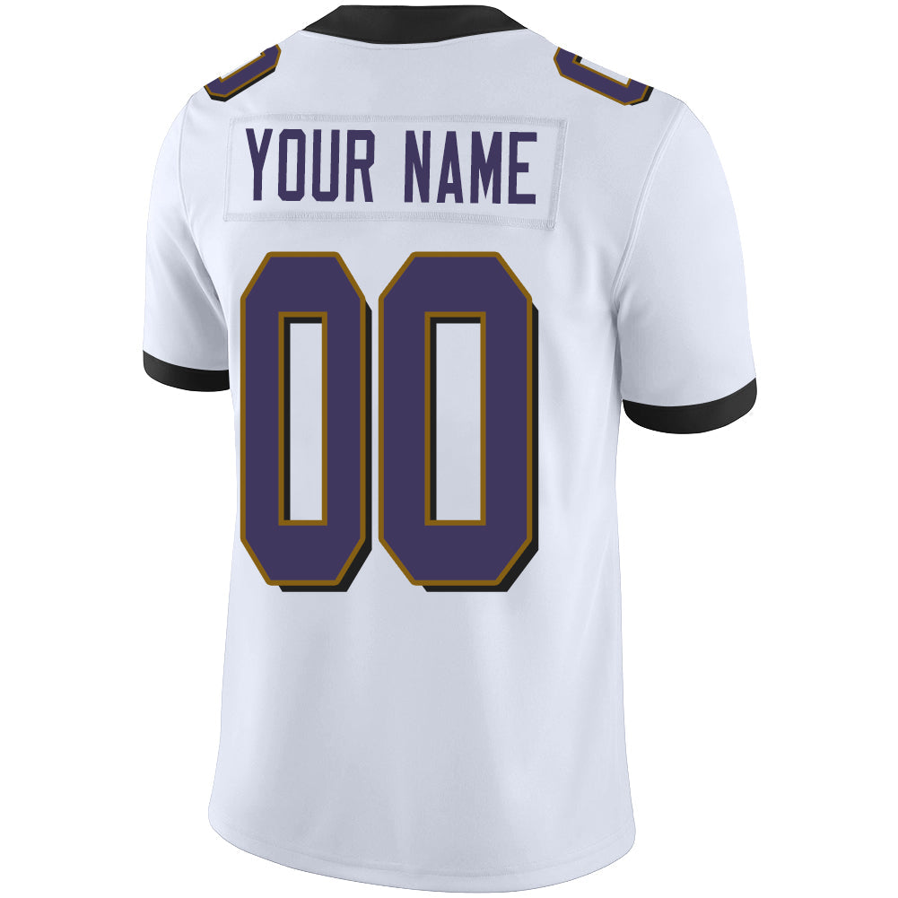 Custom B.Raven Men's American White Vapor Limited Stitched Football Jersey