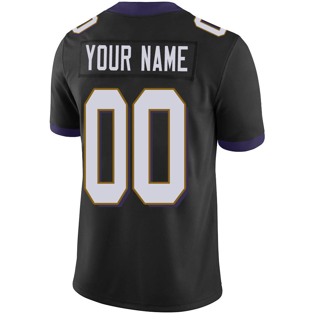 Custom B.Raven Men's American Black Vapor Limited Stitched Football Jersey