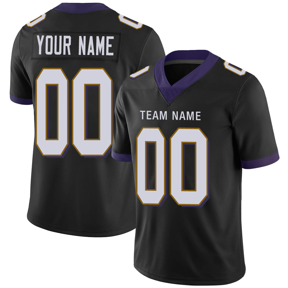 Custom B.Raven Men's American Black Vapor Limited Stitched Football Jersey