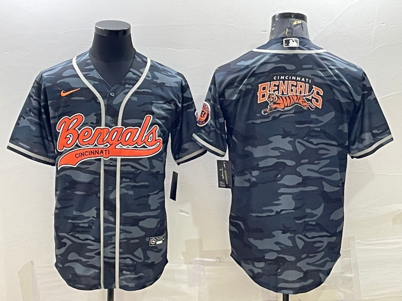 Men's Cincinnati Bengals Grey Camouflage Fashion Jersey1