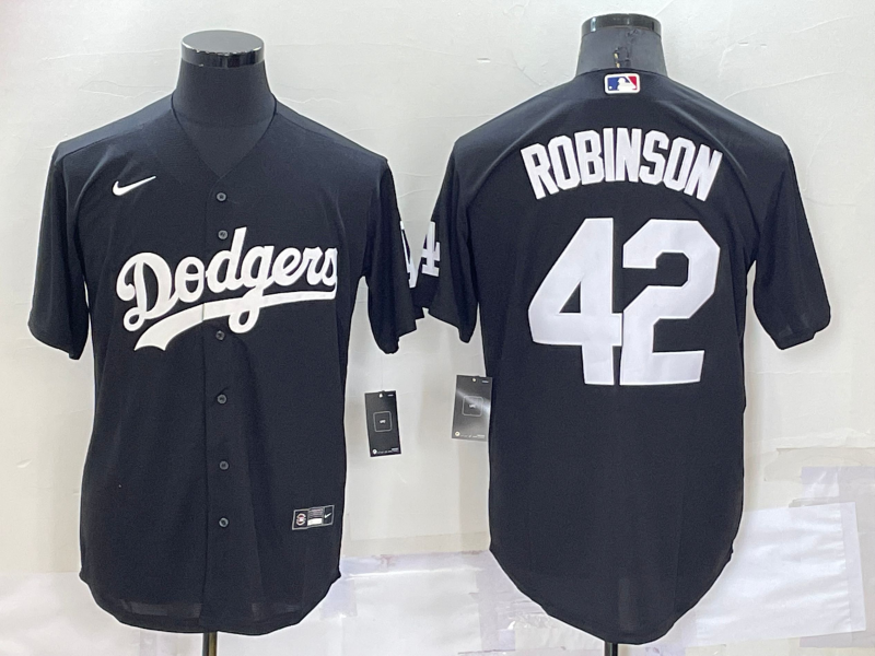 Men's Los Angeles Dodgers Jackie Robinson Black Replica Baseball Jersey