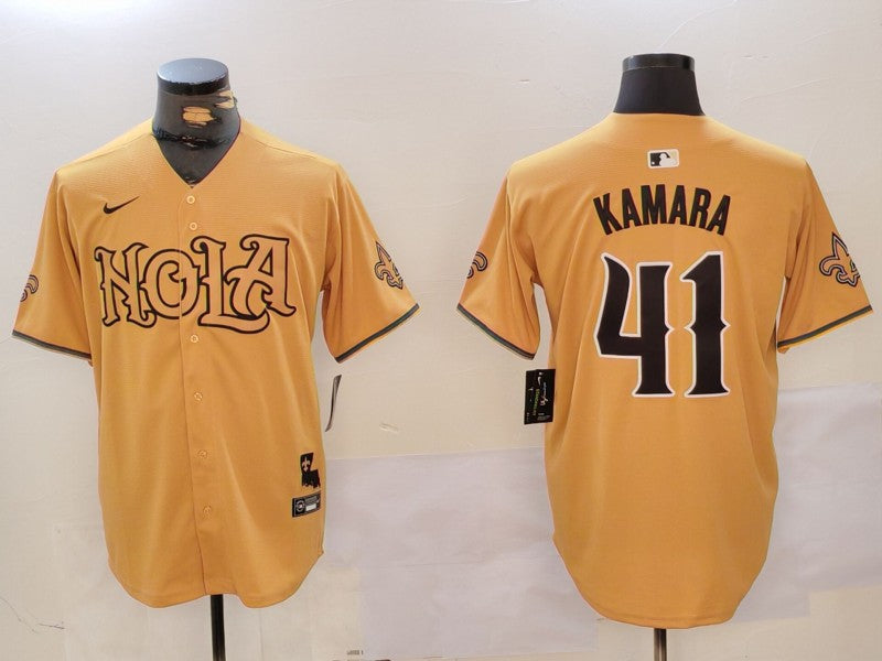 Men's New Orleans Saints Alvin Kamara Yellow Game Player Jersey