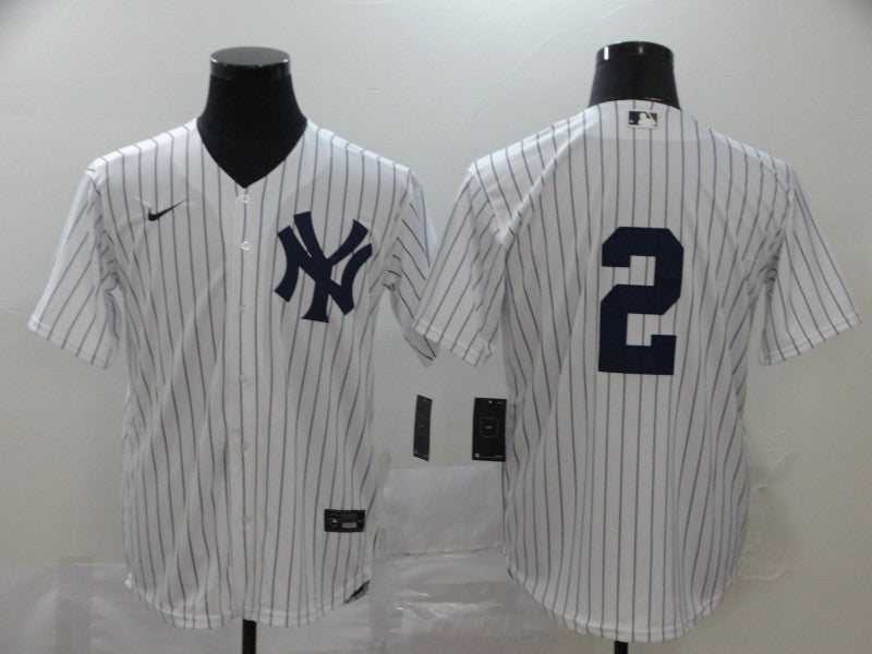 Men's New York Yankees Derek Jeter White Home Replica Player Name Jersey