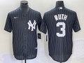 Men's New York Yankees Babe Ruth #3 Black Replica Player Jersey1