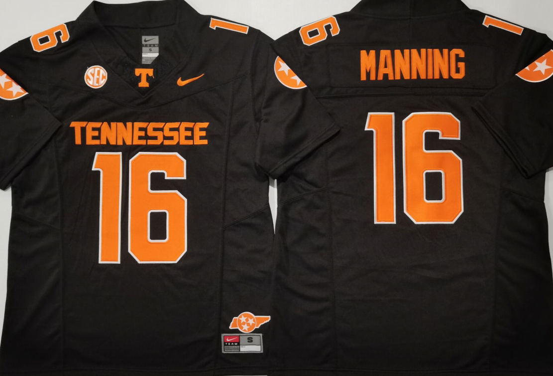 Men's Tennessee Volunteers Manning Black Game Jersey