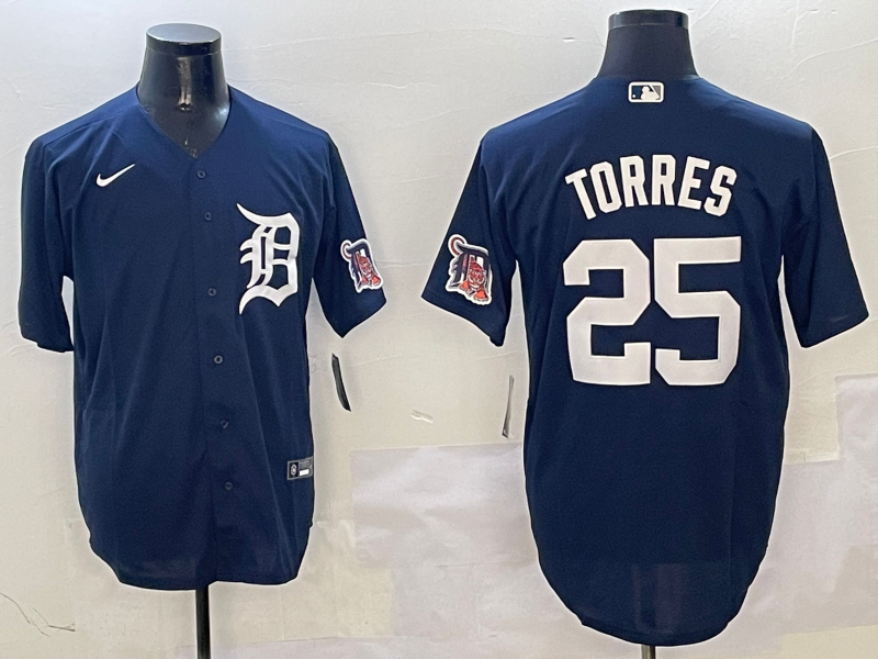 Men's Detroit Tigers Gleyber Torres Navy Replica Player Jersey