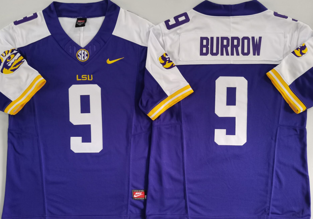 Men's LSU Tigers Joe Burrow Purple Game Jersey