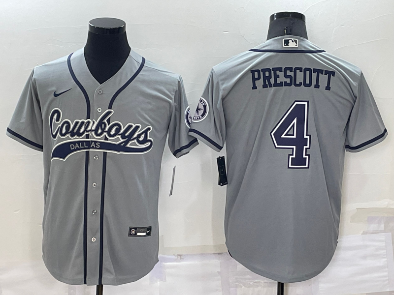 Men's Dallas Cowboys Dak Prescott #4 Gray Player Jersey1 Joint Edition