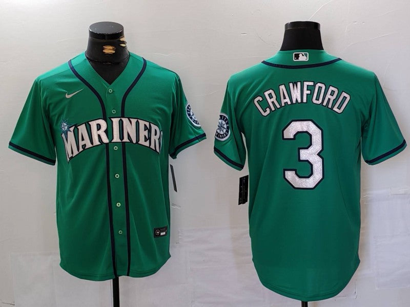 Men's Seattle Mariners JP Crawford #3 Aqua Replica Player Jersey1