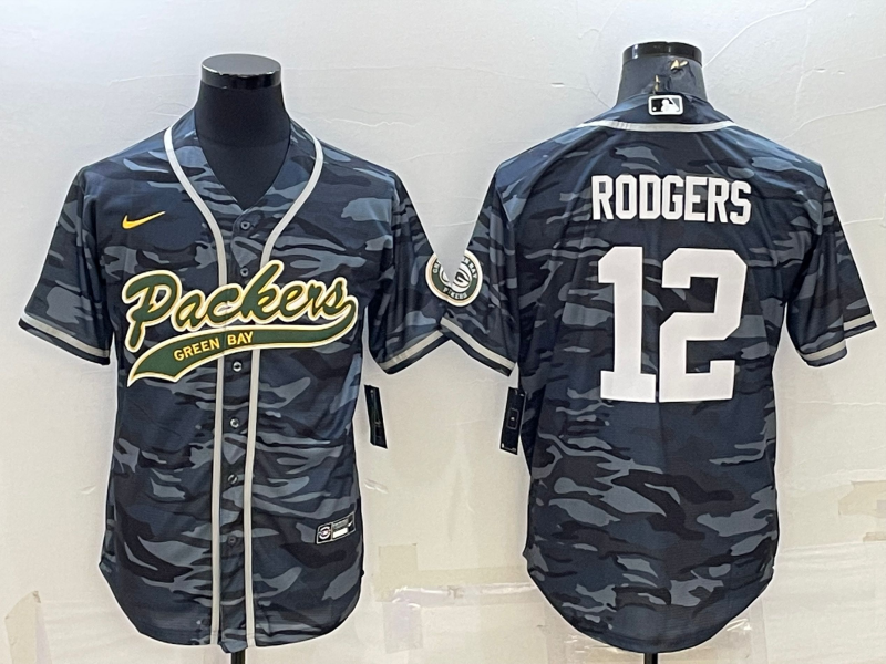 Men's Green Bay Packers Aaron Rodgers Grey camouflage Game Jersey Joint Edition