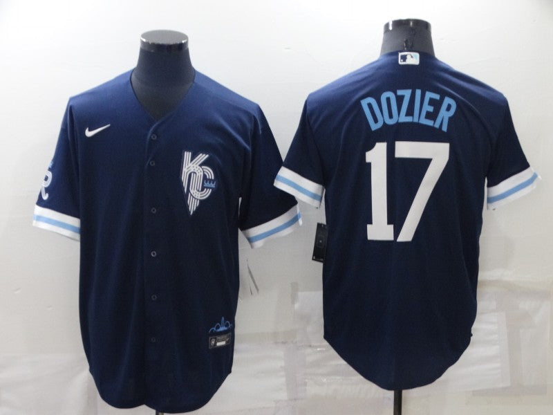 Men's Kansas City Royals Hunter Dozier Navy Replica Baseball Jersey