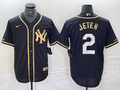 Men's New York Yankees Derek Jeter #2 Black Fashion Stitched Jersey