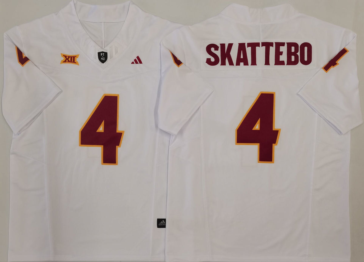 Men's Arizona State Sun Devils Cameron Skattebo #4 White Player Game Jersey