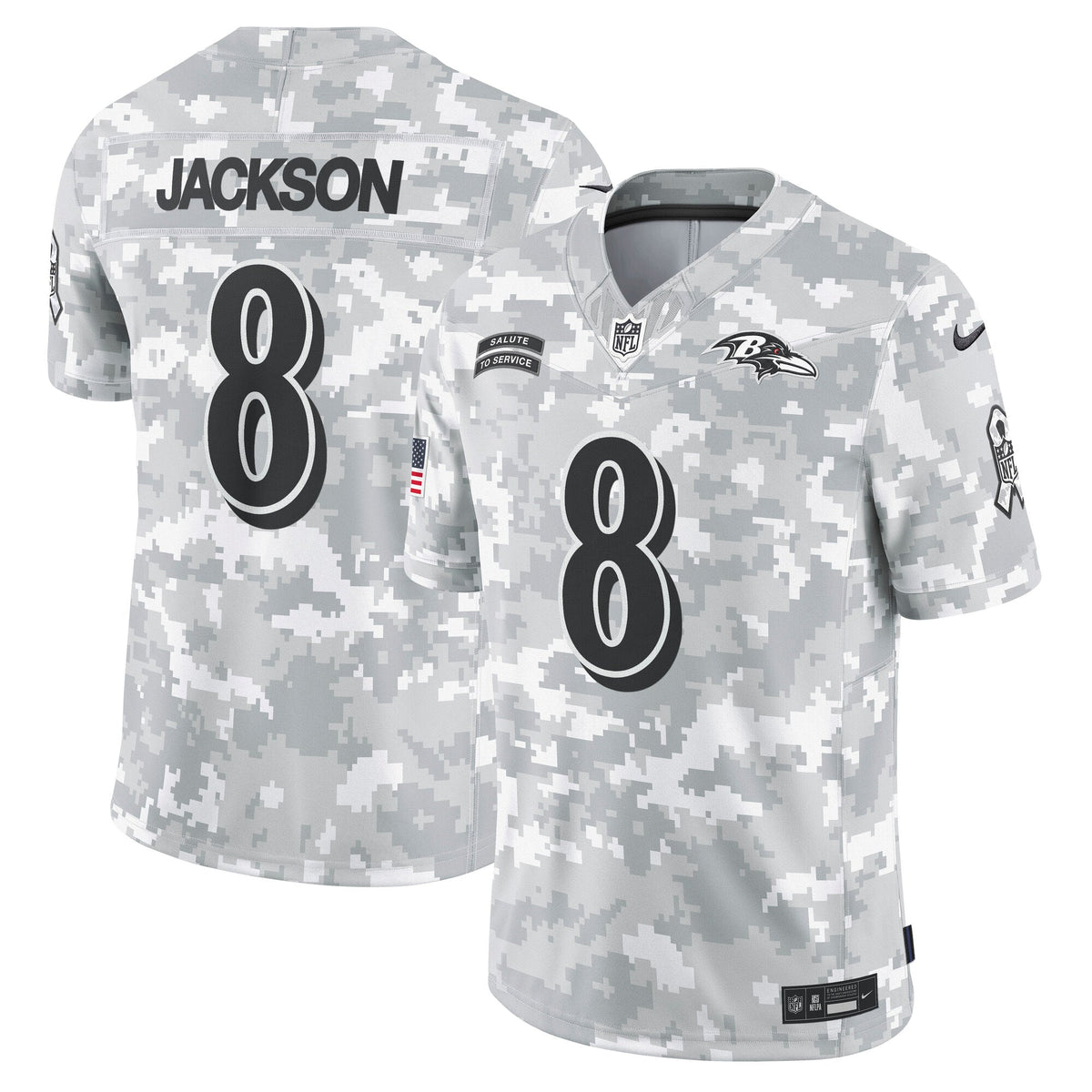 Lamar Jackson Baltimore Ravens  2024 Salute to Service Limited Jersey - Arctic Camo