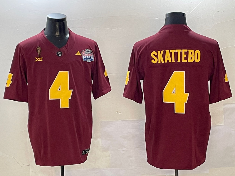 Men's Arizona State Sun Devils Cameron Skattebo #4 Red Player Jersey