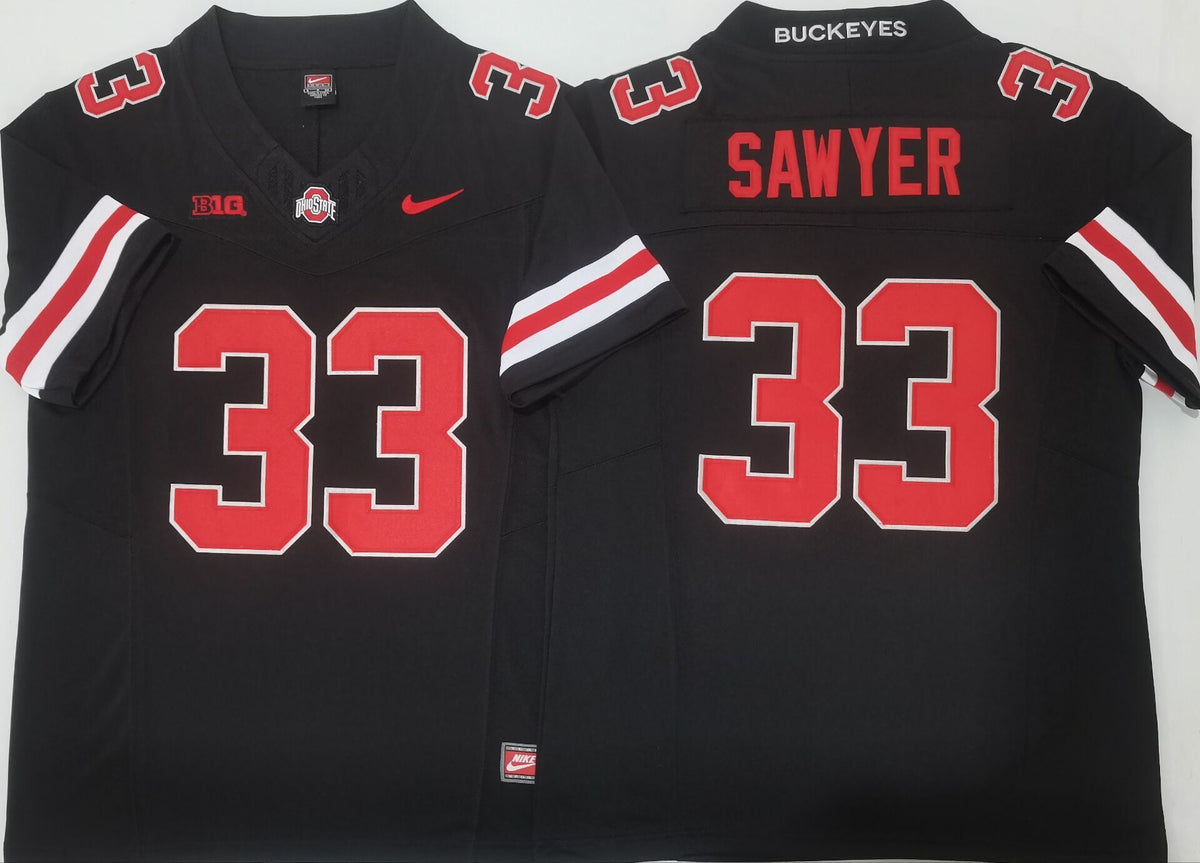 Men's Ohio State Buckeyes Jack Sawyer #33 Black Player Game Jersey