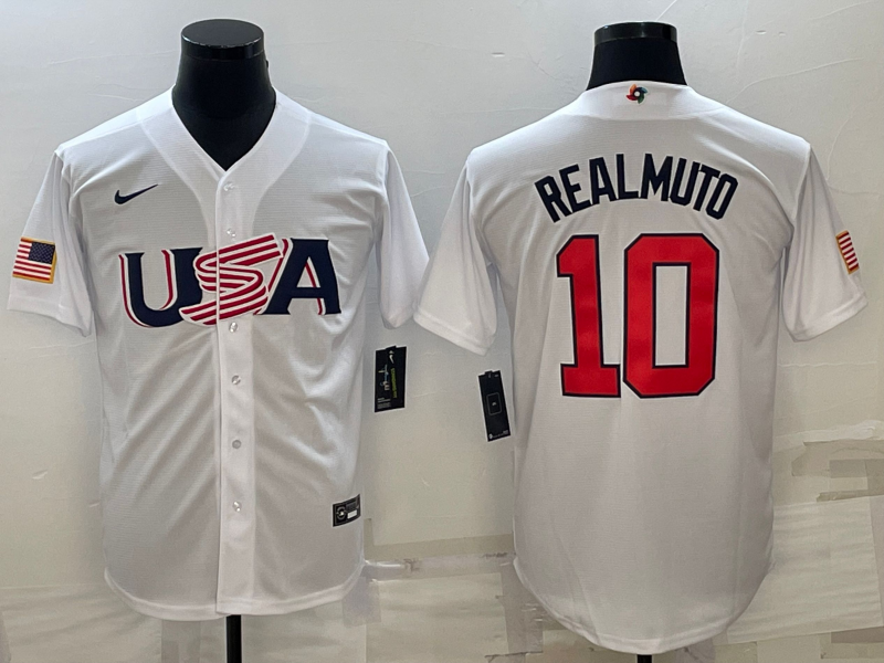 Men's 2023 World Baseball Classic J. T. Realmuto USA White Jersey