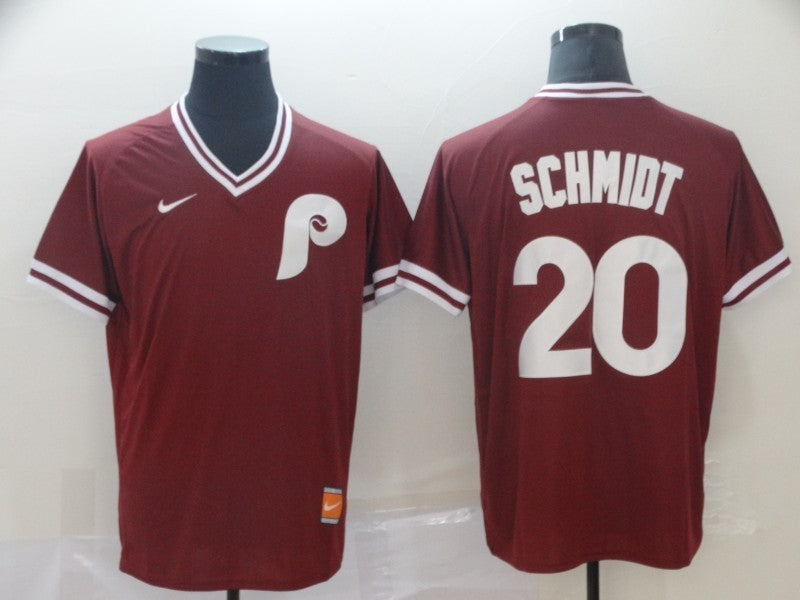 Men's Philadelphia Phillies Mike Schmidt #20 Red Replica Player Jersey1