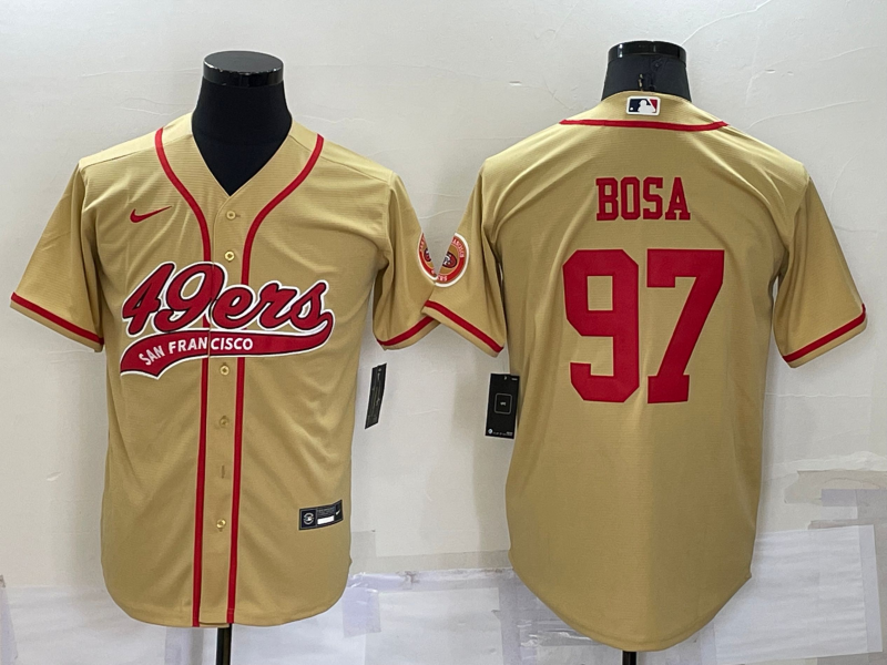 Men's San Francisco 49ers Nick Bosa Gold Game Jersey Joint Edition