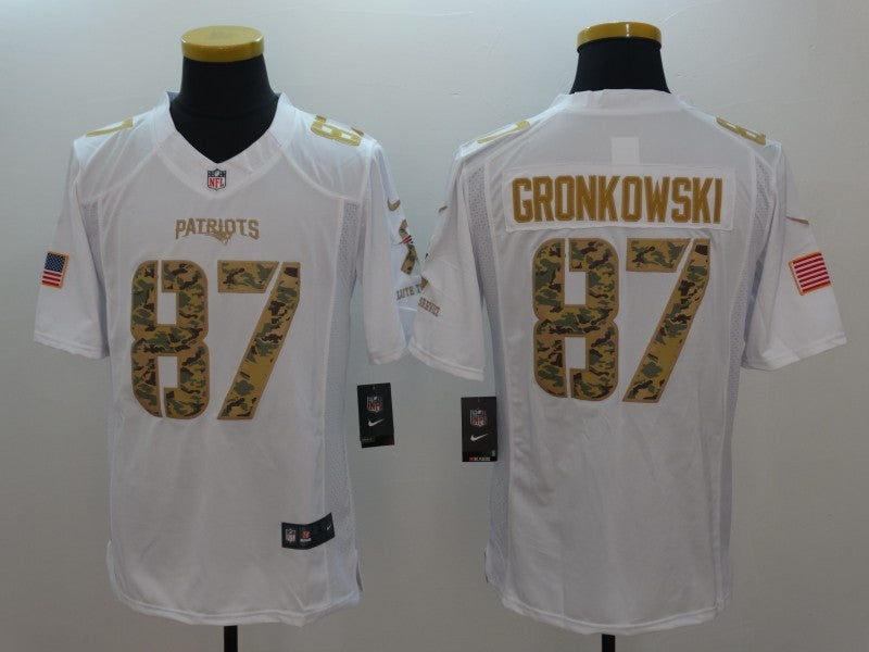 Men's New England Patriots Rob Gronkowski #87 White Game Player Jersey1