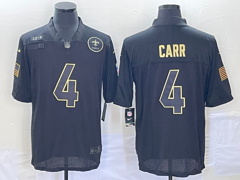 Men's New Orleans Saints Derek Carr #4 Black Player Jersey1