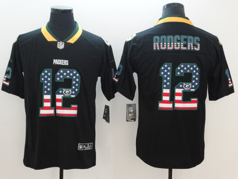 Men's Green Bay Packers Aaron Rodgers #12 Black Alternate Game Jersey1