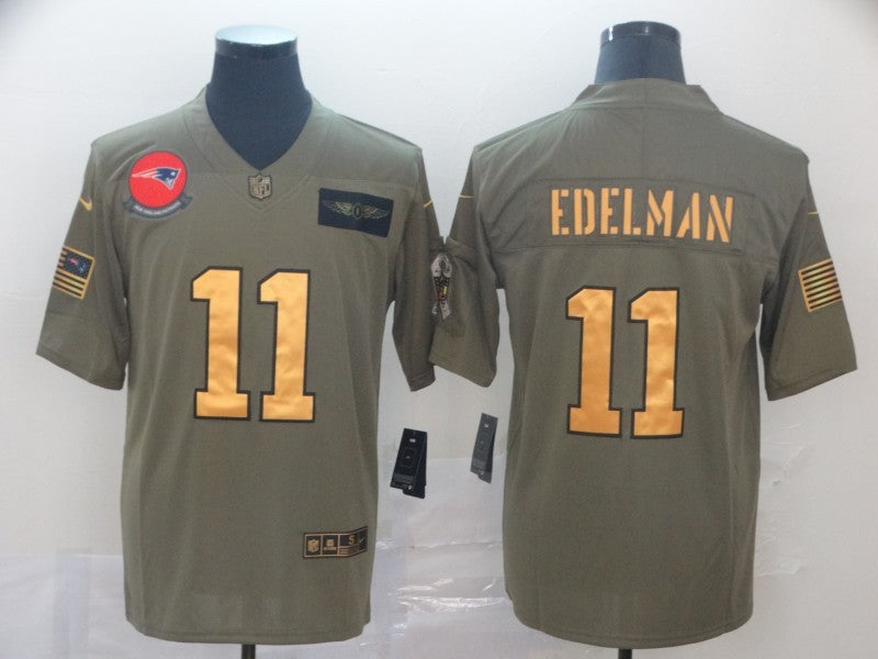 Men's New England Patriots Julian Edelman #11 Brown Game Player Jersey1