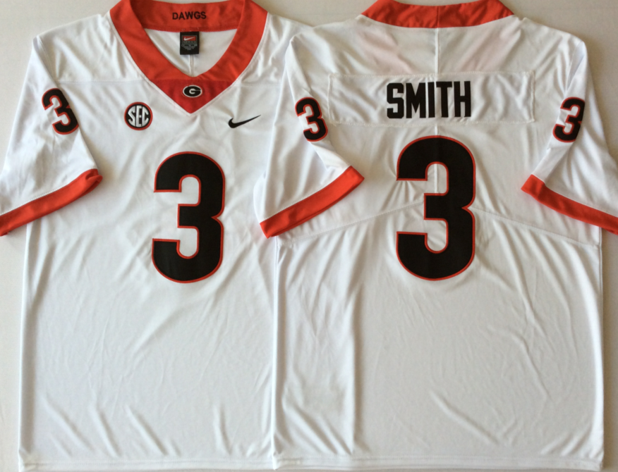 Men's Georgia Bulldogs Roquan Smith White Player Game Jersey