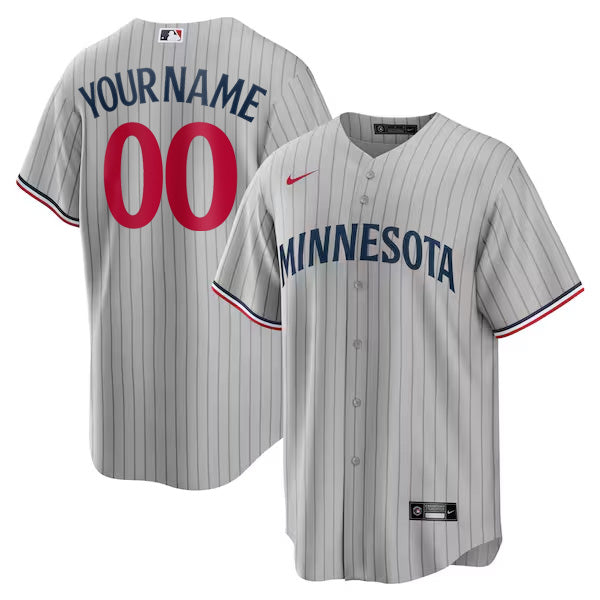 Custom Minnesota Twins Road Jersey - Gray Pinstripe