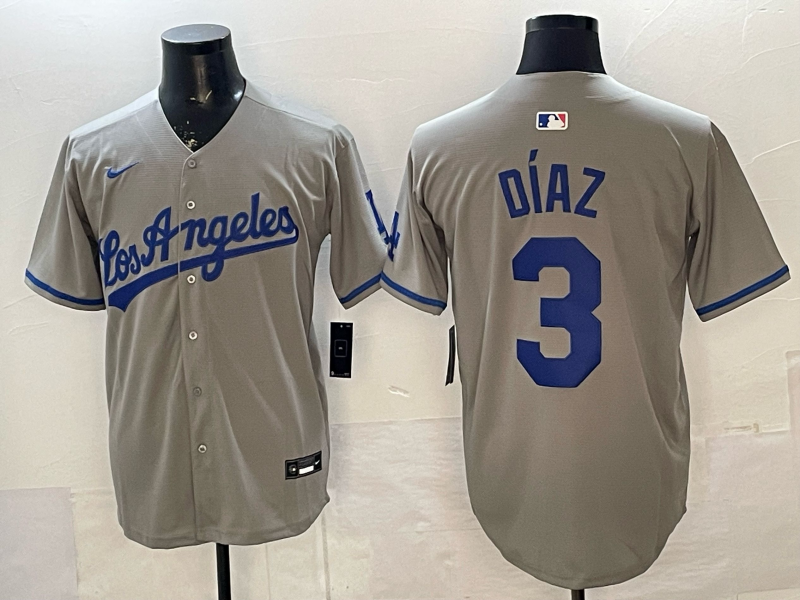 Men's Los Angeles Dodgers Edwin Diaz #3 Gray Replica Jersey