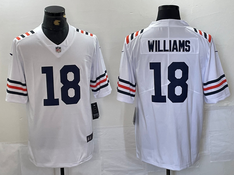 Men's Chicago Bears Caleb Williams #18 White 2024  active 2nd Alternate Game Player Jerseys