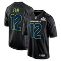Men's Seattle Seahawks 12s  Black Super Bowl LX Patch Carbon Fashion Game Jersey